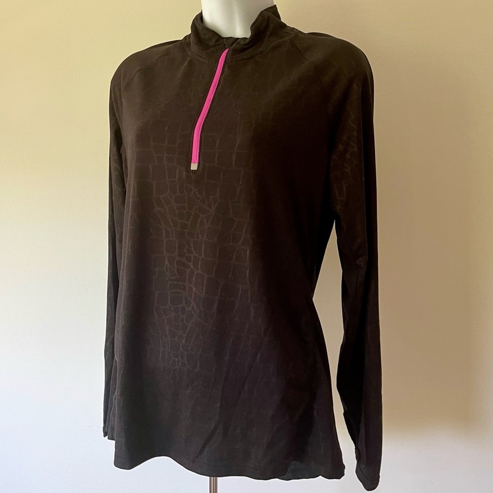 Old Navy Activewear Black Top Size M Half Zip Long Sleeve Thumbhole Cuffs